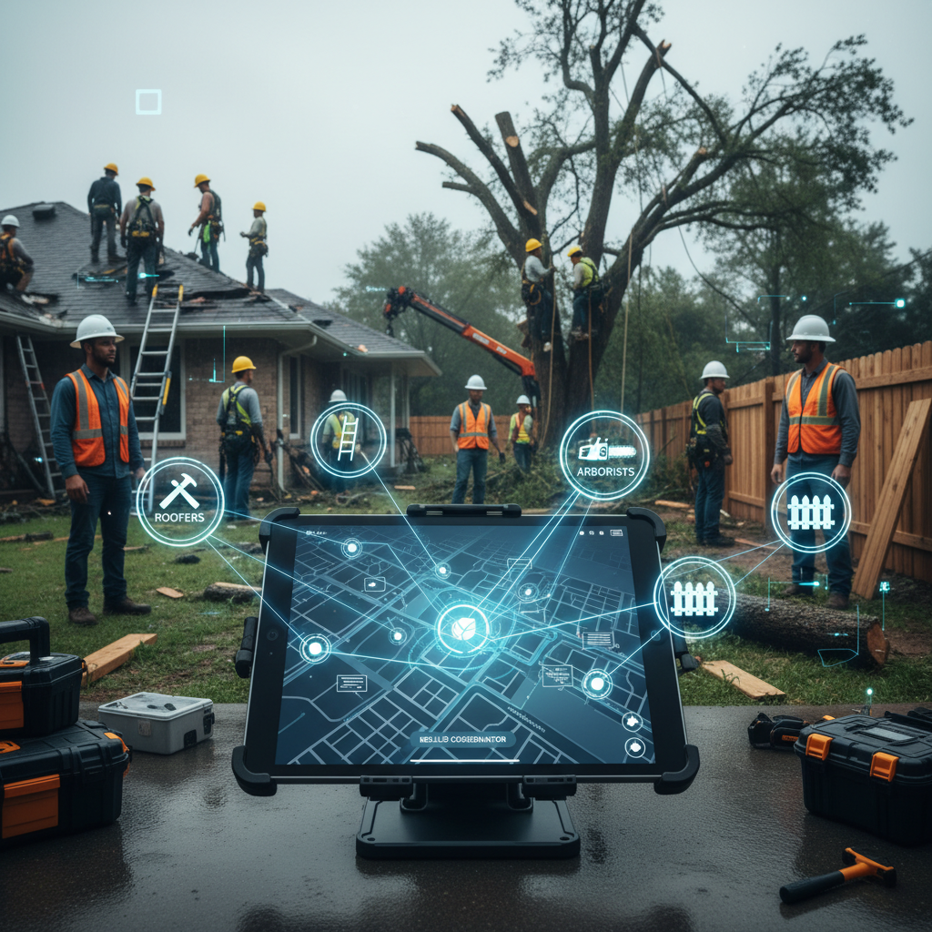 A modern, professional, tech-inspired image illustrating seamless communication and coordination bet